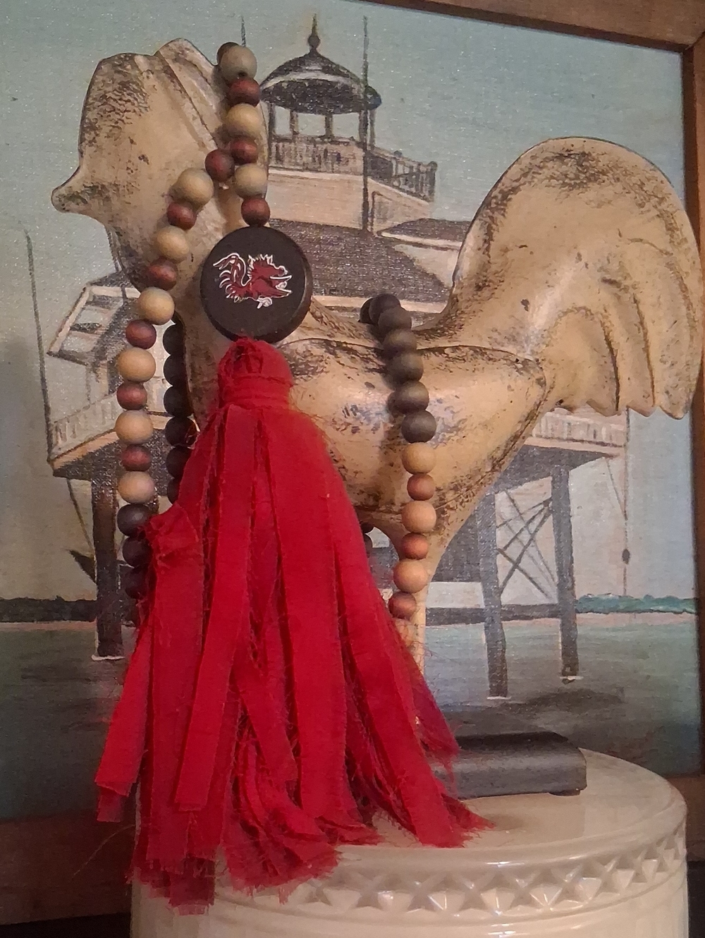 🏈USC Red Tassel Wood Bead Necklace - Unbranded